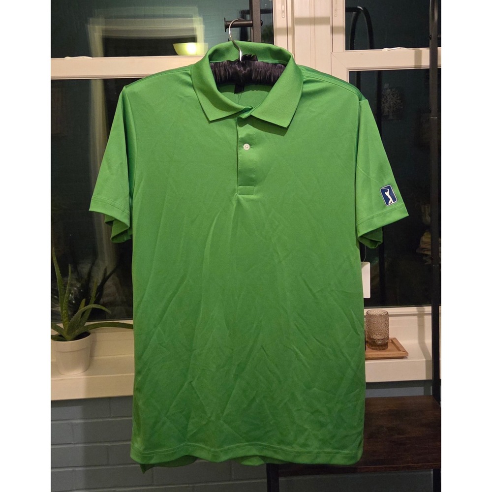 PGA TOUR Golf Polo Shirt‎ Performance Athletic Green Short Sleeve Mens M NWT